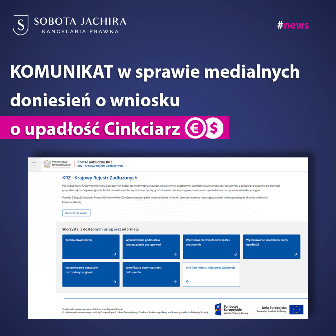 Komunikat w sprawie medialnych doniesień o wniosku o upadłość Cinkciarz